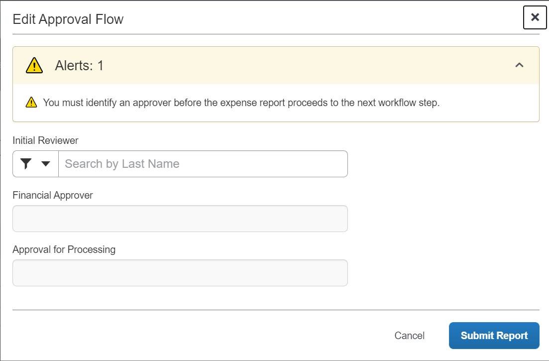 Screenshot of the Edit Approval Flow page in Concur.