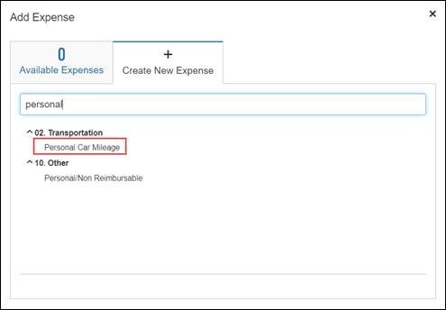 screenshot of add expense window