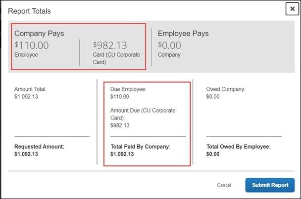 screenshot of submit report