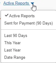 Screenshot of active reports