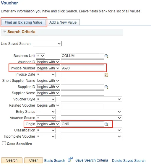 screenshot of finding an existing value in ARC