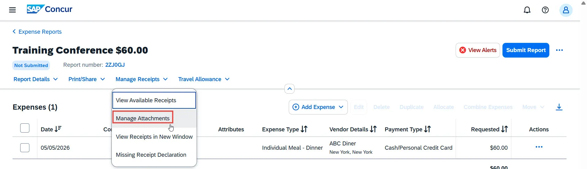 Manage Receipts