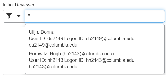 Screenshot of Initial Reviewer page in Concur.