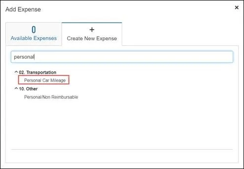 screenshot of add expense window